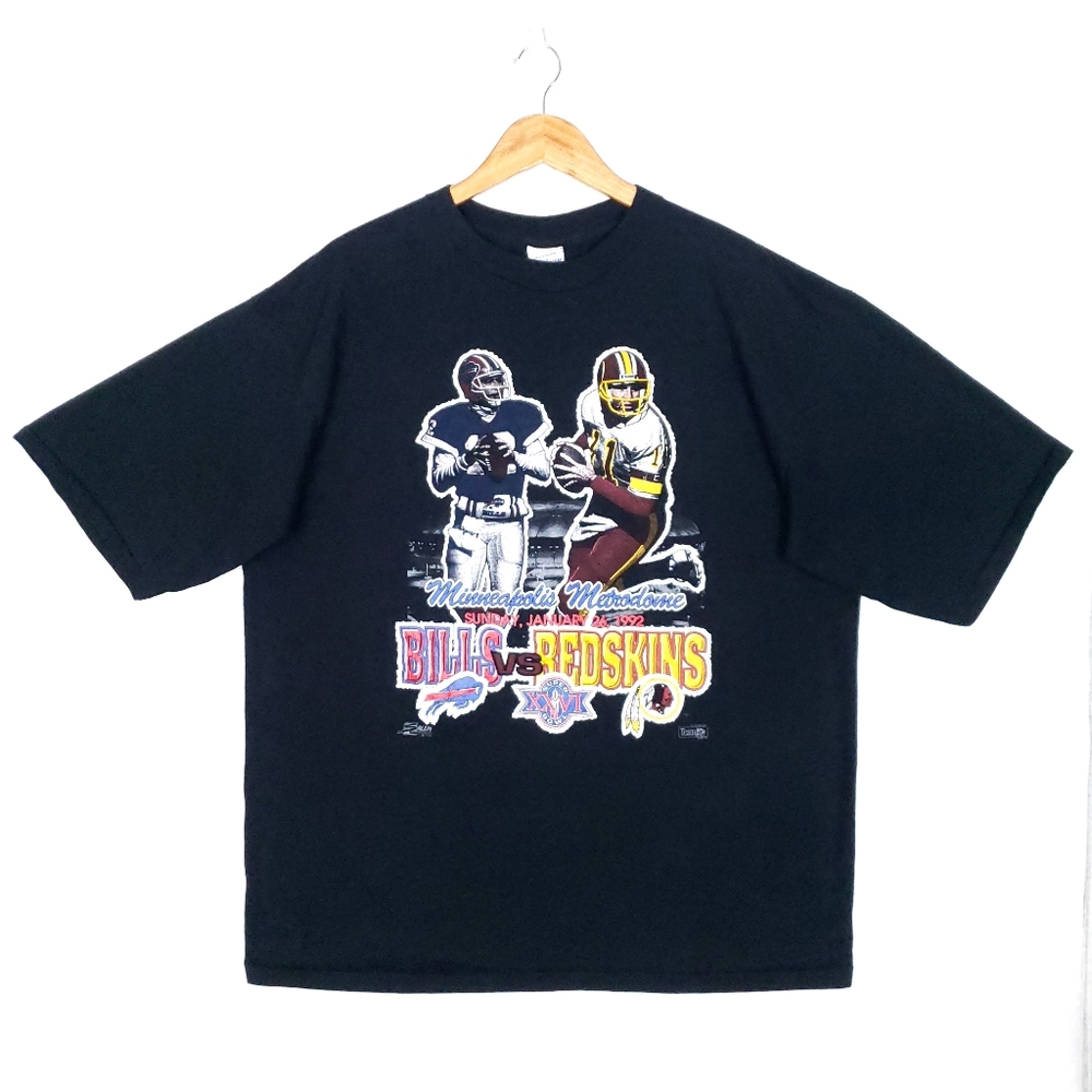 Vintage 1992 Buffalo Bills vs Redskins Super Bowl XXVI Jim Kelly T-shirt